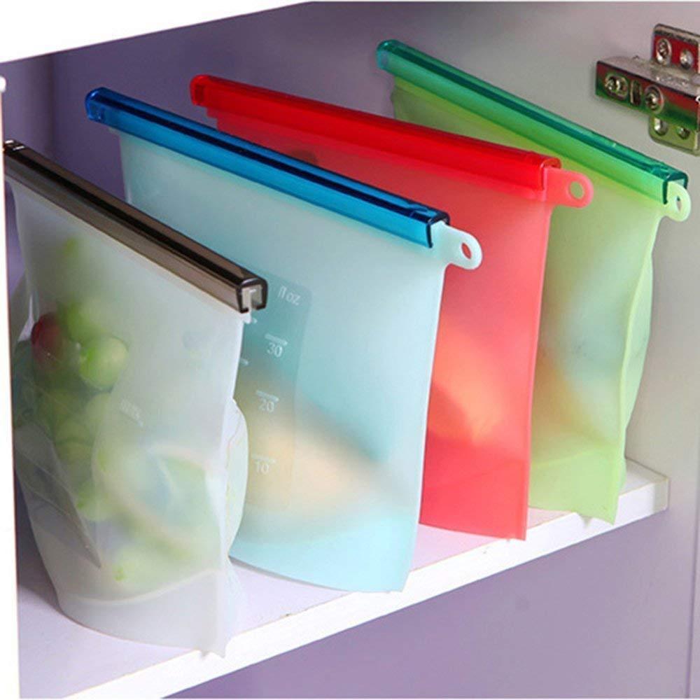 1080 Reusable Silicone Airtight Leakproof Food Storage Bag - 1 ltr - SkyShopy 1080 Reusable Silicone Airtight Leakproof Food Storage Bag - 1 ltr - SkyShopy